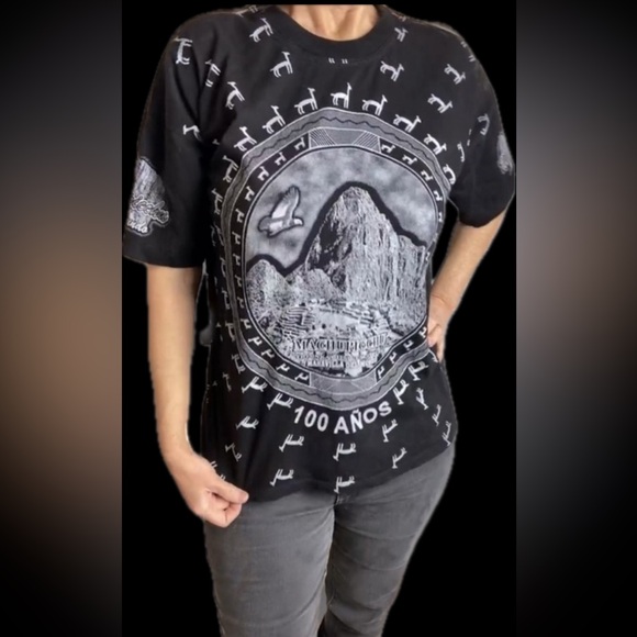 Rare Vntg Full Llama graphic T-shirt from Machu Picchu Cusco Peru full graphic - Picture 2 of 13
